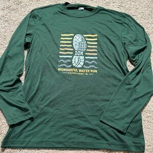 Wonderful Water Run Dry-Fit Long Sleeve Green Shirt Footstep Activewear NEW Sz M